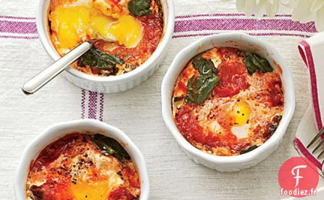 Œufs au four aux Épinards et aux Tomates