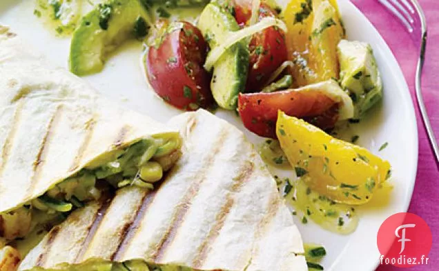 Quesadillas de Surf et de Jardin avec Salade d'Avocat