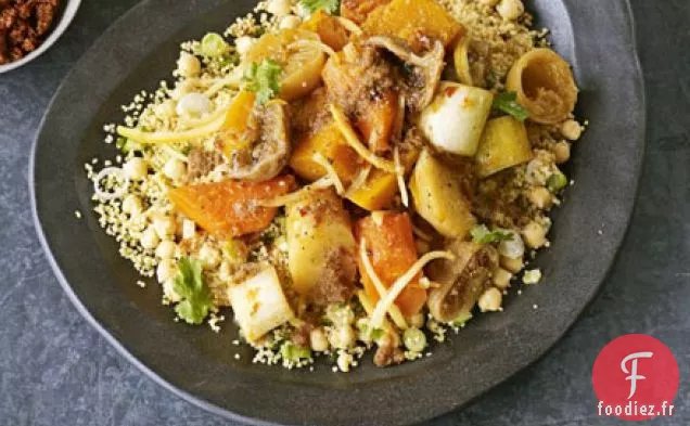 Couscous de légumes aux pois chiches et citrons confits