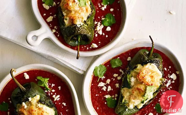 Poblanos Farcis aux Crevettes Rôties