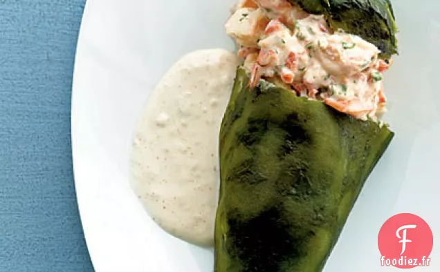 Poblanos Farcis au Fromage et aux Crevettes