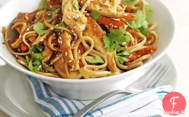 Sauté de poulet collant aux graines de sésame