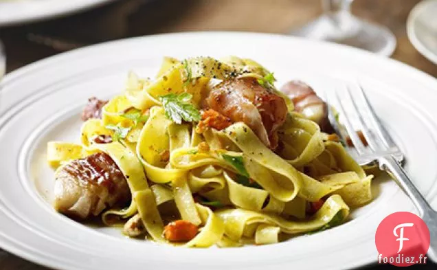 Fettuccine aux pétoncles poêlés et prosciutto