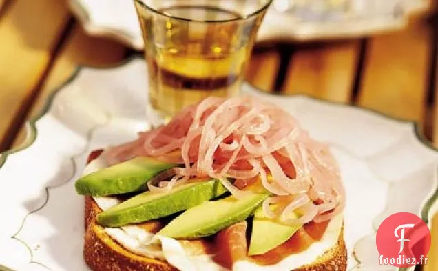 Sandwichs à l'avocat, à l'Oignon Rouge et au Prosciutto