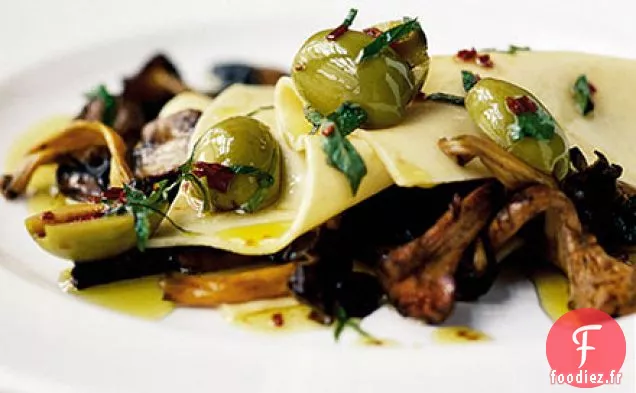 Lasagnes ouvertes aux champignons et olives