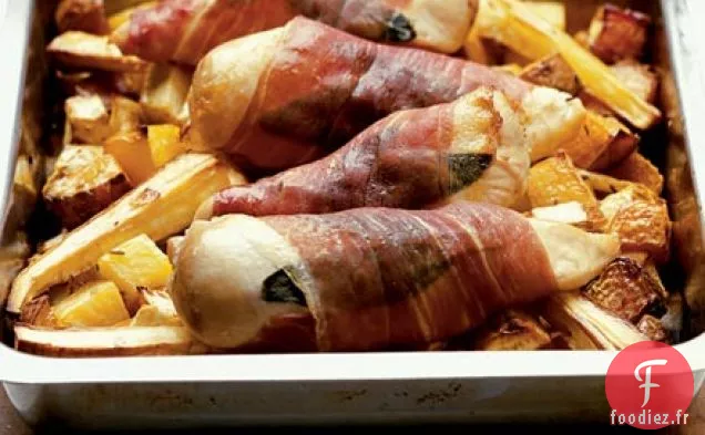 Poulet rôti aux légumes racines d'hiver