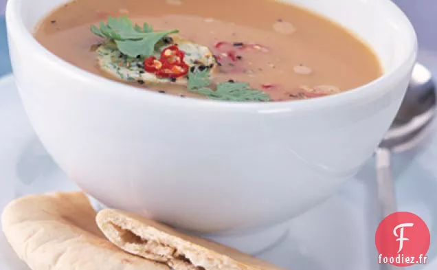 Soupe de pois chiches à la coriandre et au citron vert