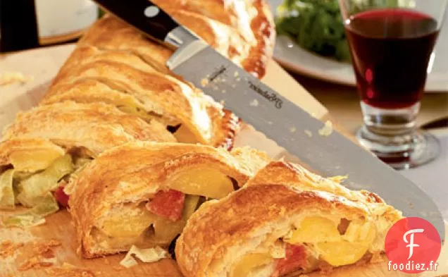 Tarte aux poireaux, pommes de terre et jambon