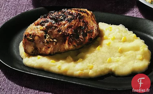 Poulet à la Moutarde Grillé avec Polenta de Maïs Fraîche