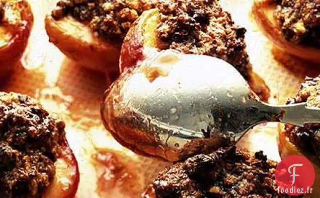 Pêches Amaretti au miel et au chocolat