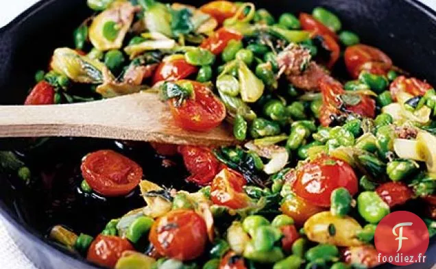 Fèves aux tomates et anchois
