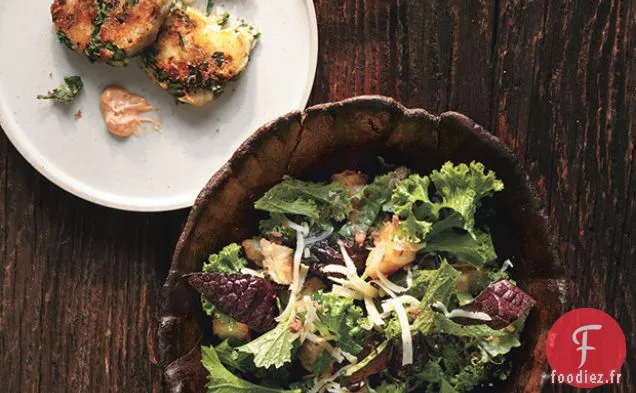 Salade de Moutarde Crue au Gruyère et Croûtons d'Anchois