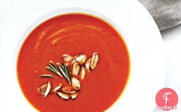 Soupe Crémeuse à la Citrouille et au Poivron Rouge