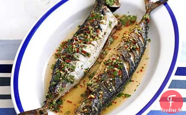 Maquereau grillé au gingembre, piment et citron vert