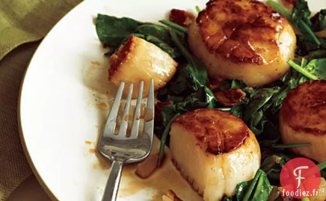 Pétoncles Poêlés au Bacon et aux Épinards