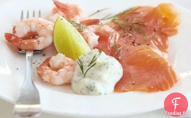 Aïoli au saumon et crevettes à l'aneth et au citron vert