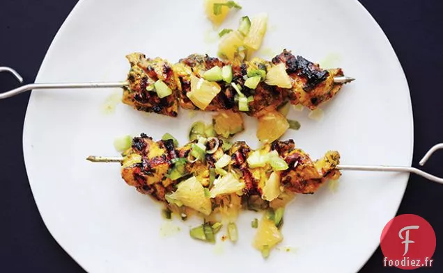 Brochettes de Poulet avec Salsa au Citron Meyer
