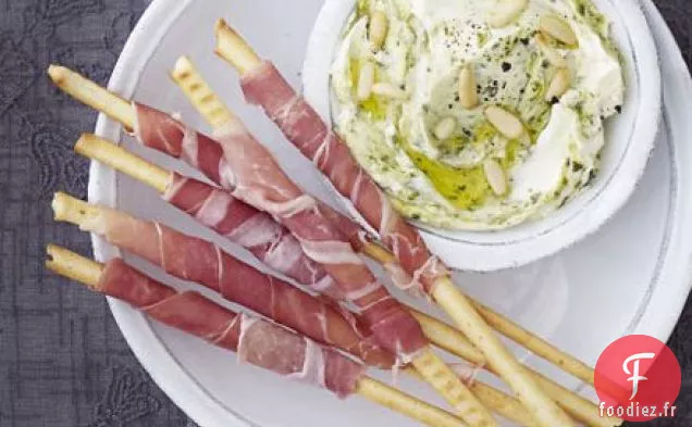 Pesto crémeux avec trempettes de prosciutto