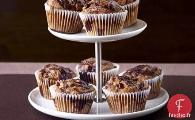 Muffins skinny au chocolat et aux canneberges