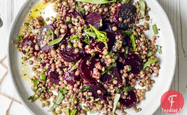 Salade de betteraves et lentilles à la moutarde