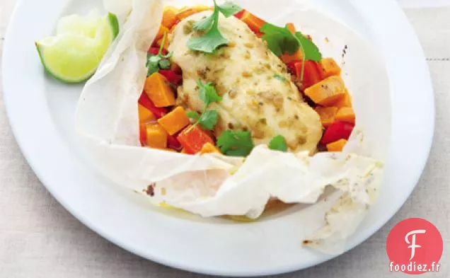 Colis de poulet et patates douces à la thaïlandaise