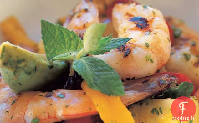 Salade de Fruits Tropicaux, Avocat et Crevettes Grillées