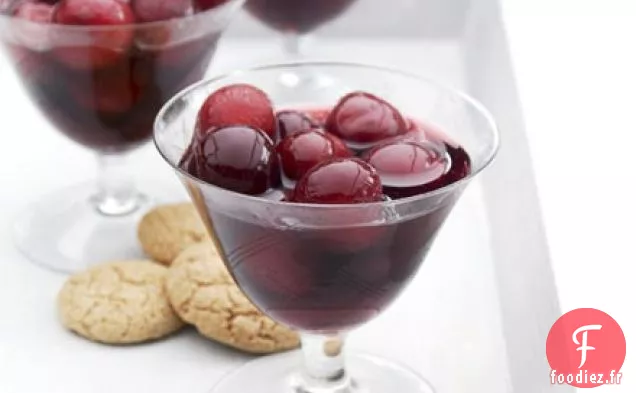 Cerises au vin rosé & sirop de vanille
