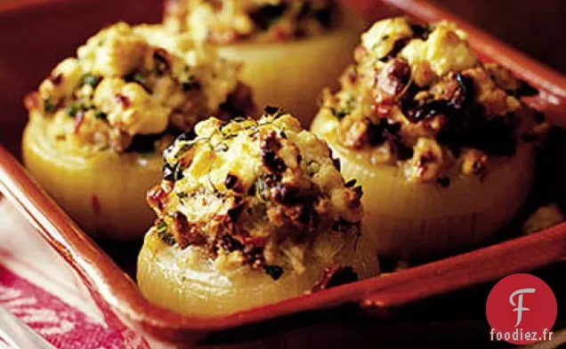 Oignons rôtis farcis à la feta