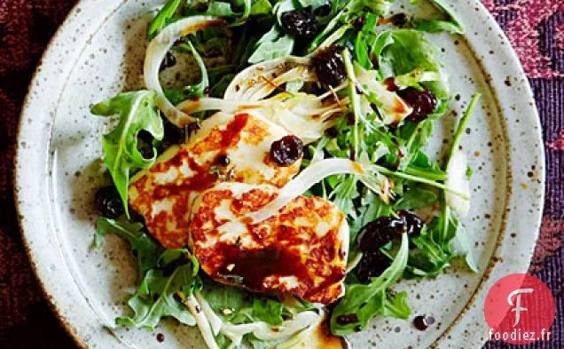 Salade de Roquette et Halloumi avec Vinaigrette à la Mélasse de Grenade