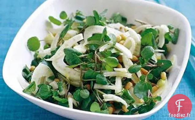 Salade de fenouil, cresson et pignons de pin
