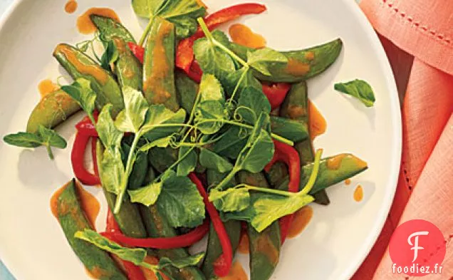 Sauté de Pois et de Pousses de Pois avec Sauce à l'Orange au Gingembre