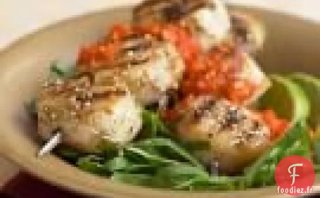 Pétoncles Au Poivre Blanc Et Citron Vert Avec Sauce Au Poivron