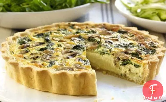 Tarte aux champignons et aux bébés épinards