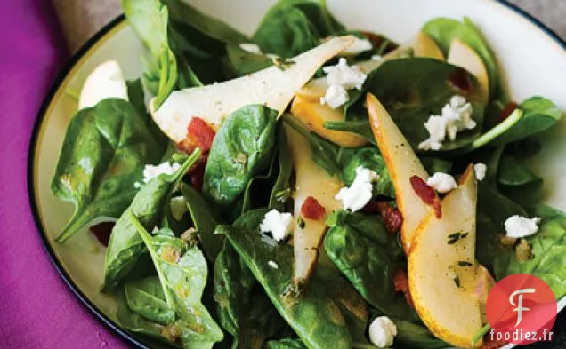 Salade d'épinards, de Poires et de Pancetta