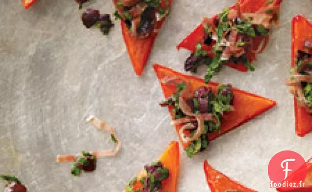 Triangles De Poivron Rouge Avec Relish Italien