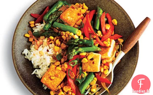 Sauté de Maïs et d'Asperges Parfumé au Gingembre