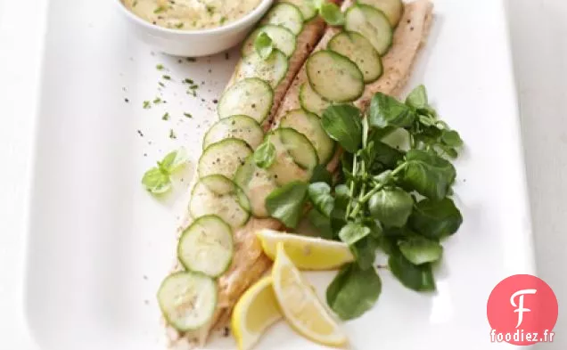 Saumon poché à la mayo aux herbes