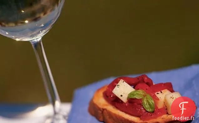 Bruschetta au Poivron Rouge Rôti et à la Provolone