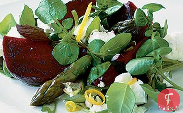 Salade de betteraves, feta et asperges