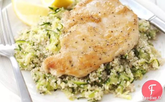 Couscous de poulet au citron et courgettes