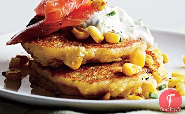 Crêpes de Maïs au Saumon Fumé et Crème Citron-Ciboulette