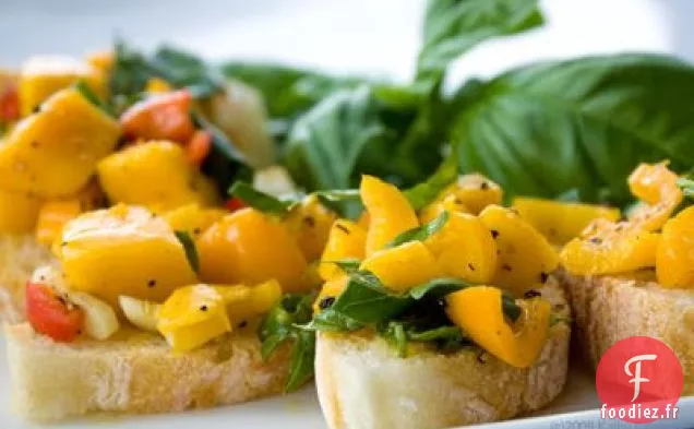 Bruschetta au poivre jaune et à la mangue, sans Tomates