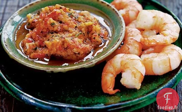 Crevettes à la sauce Romesco