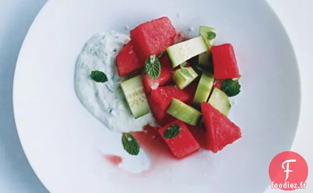 Salade Tsatsiki à la Pastèque et au Concombre et à la Menthe