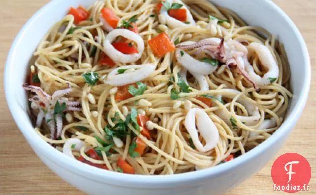 Spaghetti Aux Calmars, Poivron Et Citron