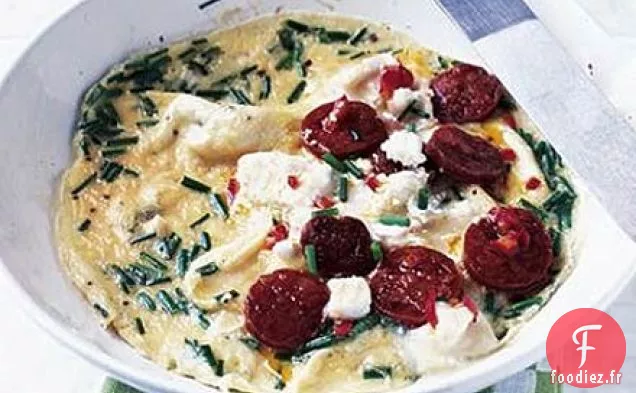 Omelette au fromage de chèvre et au chorizo