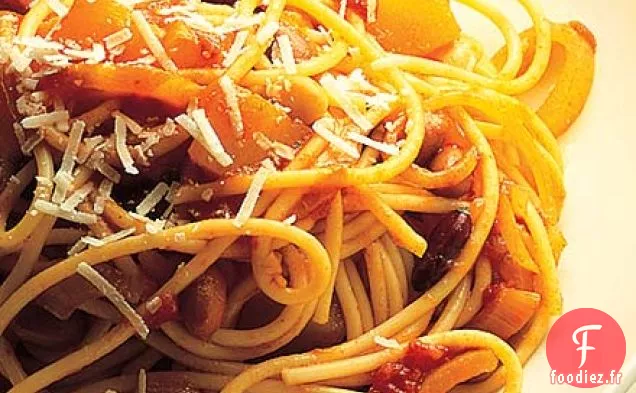 Spaghetti à la citrouille et aux haricots