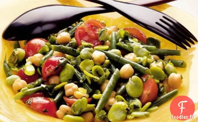 Salade de deux haricots, pois chiches et tomates