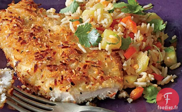 Poulet à la Noix de Coco avec Riz Frit à l'Ananas