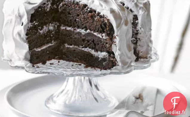 Gâteau fudge au chocolat avec glaçage d'ange
